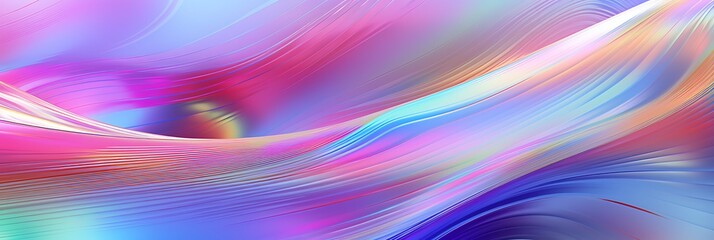 Fototapeta premium Abstract Holographic Flow: An abstract, flowing form dances across the canvas in vibrant hues of pink, blue, purple, and green.