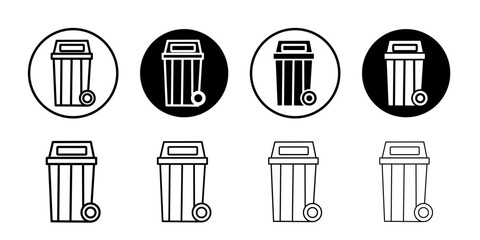 Bin icon black and white vector sign