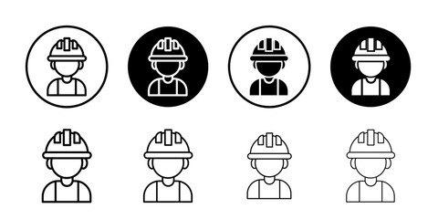 Construction worker icon black and white vector sign