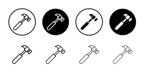 Hammer icon black and white vector sign
