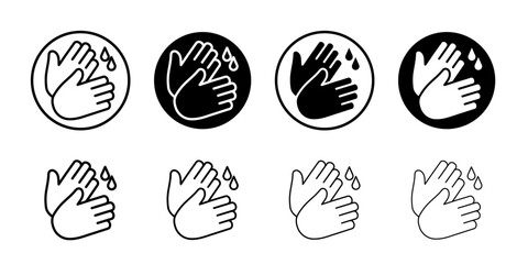 Wash hands icon black and white vector sign