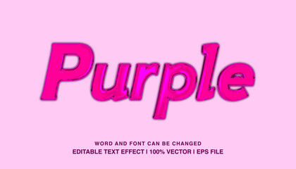 editable text effect purple glossy