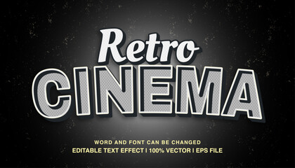 editable text effect retro cinema
