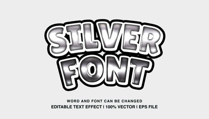 editable text effect silver font bold glossy