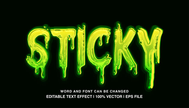 editable text effect sticky slime green
