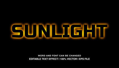 editable text effect sunlight yellow neon typeface