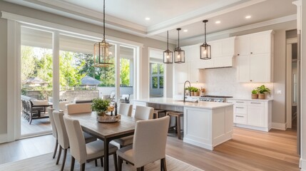 Fototapeta premium Bright and Airy Modern Kitchen with Patio Views