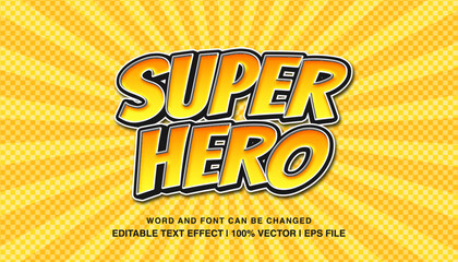 editable text effect super hero 3d cartoon style