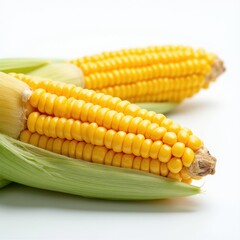 Fresh Yellow Corn on the Cob Close up Studio Shot of Sweetcorn Harvest