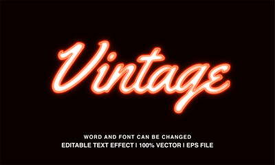 editable text effect vintage neon orange