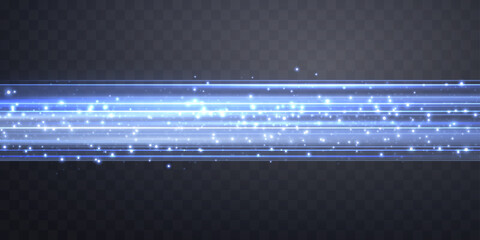 Speed rays, light neon flow, zoom in motion effect, blue glow speed lines, colorful light trails, perspective stripes. Abstract background, vector illustration.