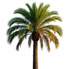 Majestic Date Palm Tree Isolated on White Background Tropical Summer Vacation