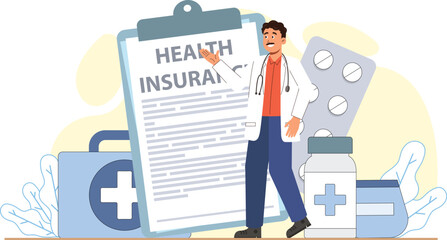 Secure your family's health with this illustration showing a happy family under the protective care of a comprehensive health insurance policy.