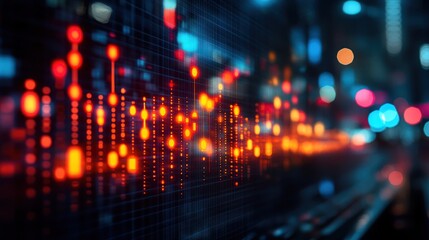 Fototapeta premium Cityscape Night Data Visualization