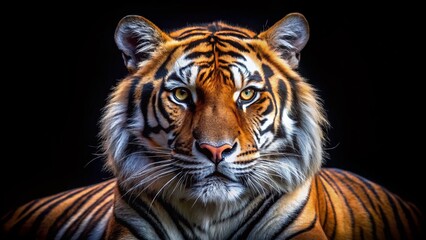 Fototapeta premium Majestic Bengal Tiger Night Portrait, Isolated White Background - Wildlife Photography