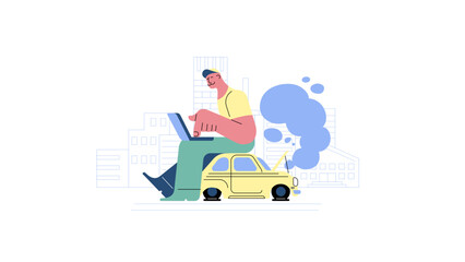 Naklejka premium illustration of a car with a map