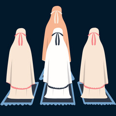 Illustration of Girl Praying Together