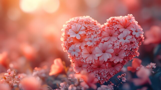 Floral heart sunset garden romance card design