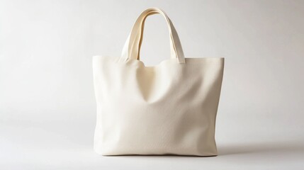 Stylish Tote Bag on White Background