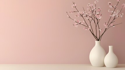 Beautiful ikebana arrangement featuring cherry blossoms minimalist setting floral art serene environment close-up view