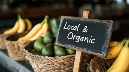 Naklejka premium Fresh local and organic produce display at market