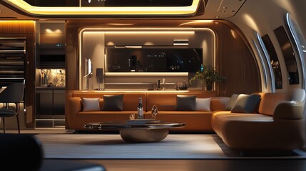 Luxury Private Jet Interior Design: Opulent Lounge