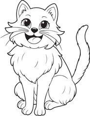 cat   line art vector on white background