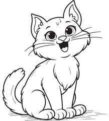 cat   line art vector on white background