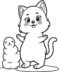 cat   line art vector on white background