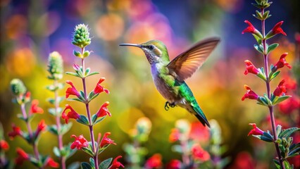 Fototapeta premium Hummingbird Sage Los Padres National Forest Tilt-Shift Miniature Photography