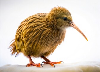 Kiwi Bird Low Light Photography, White Background, Night Wildlife, Nocturnal Bird, New Zealand Bird