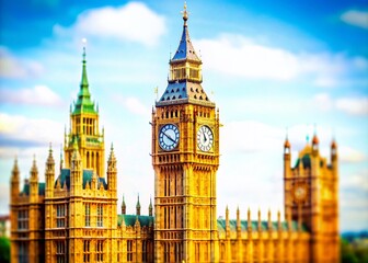 Obraz premium Miniature Big Ben, London Landmark, Tilt-Shift Photography, Isolated White Background, Stock Photo