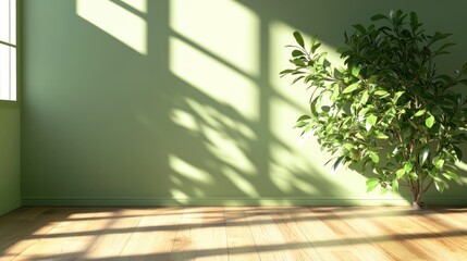 Serene Green Room with Sunlight and Plant