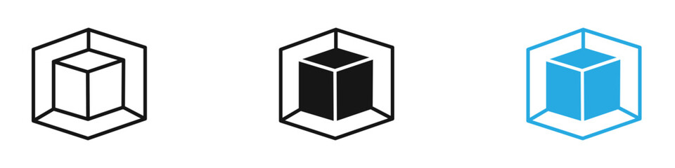 3D modeling icon black white vector outline