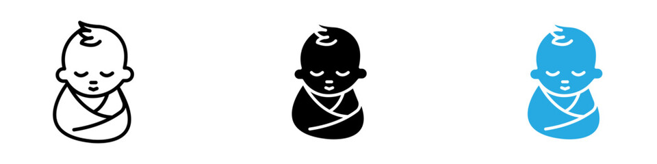 Baby icon black white vector outline