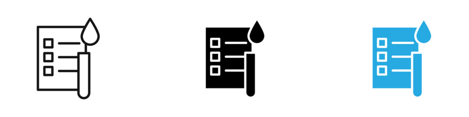 Blood test icon black white vector outline