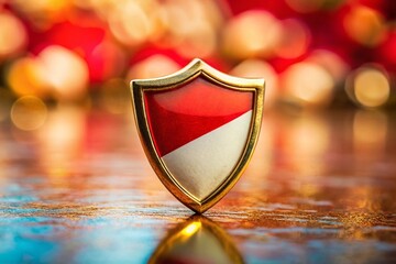Miniature Indonesian Flag Shield: Tilt-Shift Photography