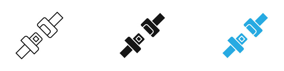 Car seat belt icon black white vector outline
