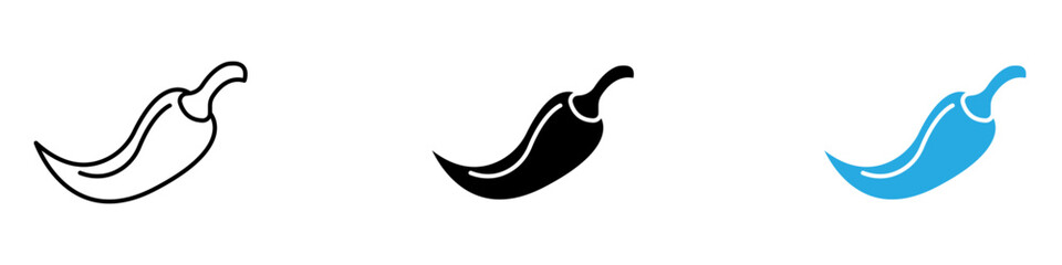 Chilli pepper icon black white vector outline