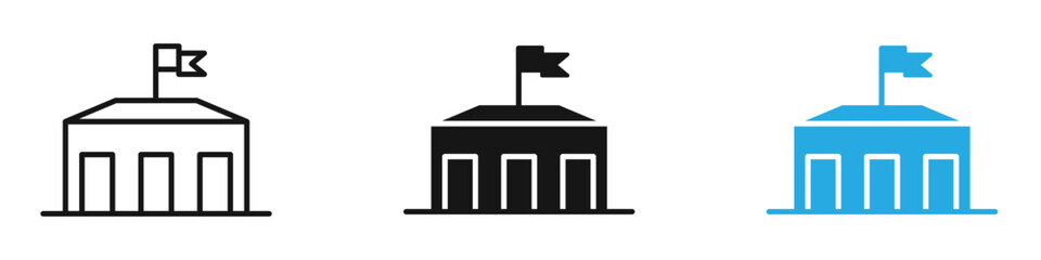 City hall building icon black white vector outline