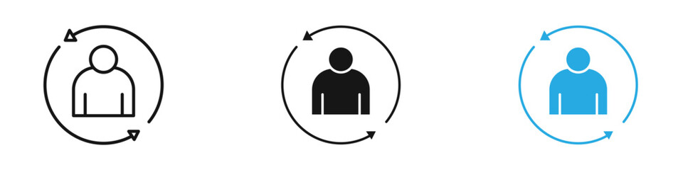 Customer retention icon black white vector outline