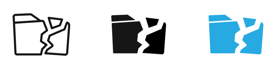 Data loss icon black white vector outline