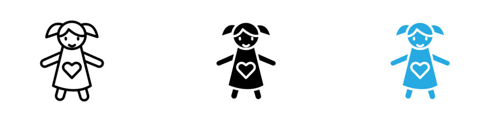 Doll icon black white vector outline