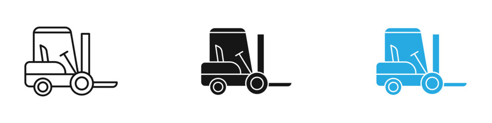 Forklift icon black white vector outline