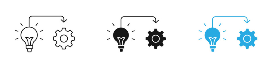 Implementation icon black white vector outline