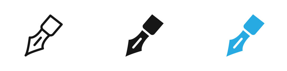 Ink pen icon black white vector outline