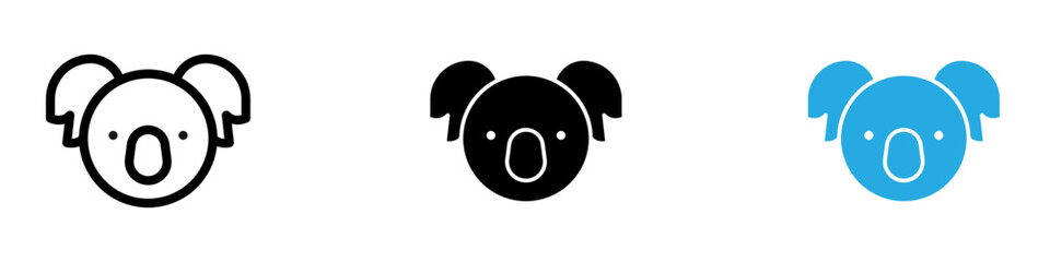 Koala head icon black white vector outline © Topline