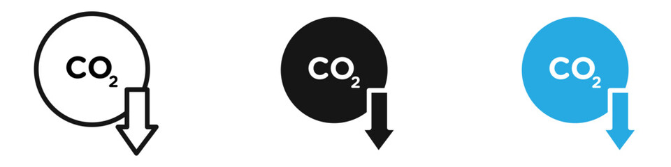 Obraz premium Low carbon dioxide icon black white vector outline
