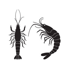  shrimp silhouettes vector art illustration