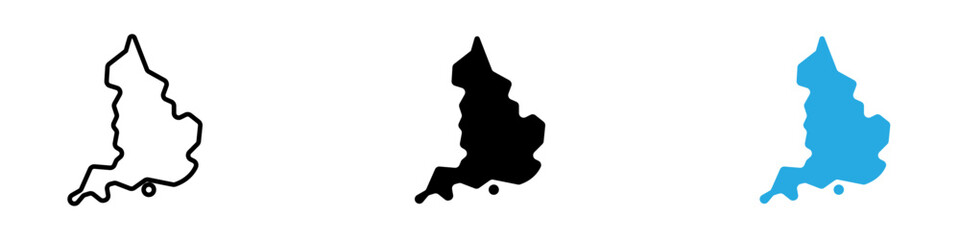 Map of england icon black white vector outline